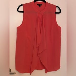 Sleeveless mandarin collar ruffles blouse